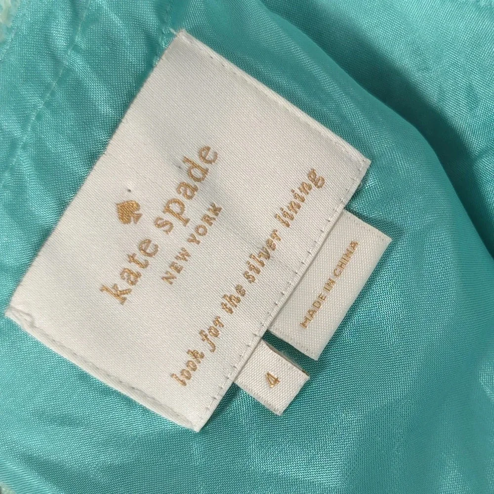 KATE SPADE NEW YORK Womens New 4 Mini Dress Sheath Aqua Tweed Fringed Sleeveless